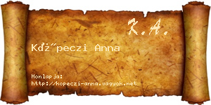 Köpeczi Anna névjegykártya