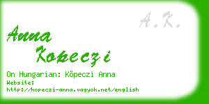 anna kopeczi business card